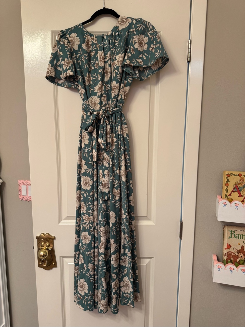 Gal Meets Glam Floral Maxi Dress in Teal with Tie Waist